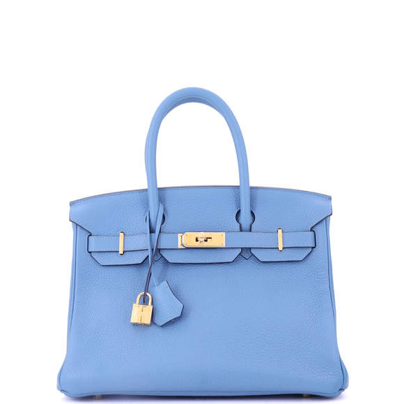 Hermes Birkin 30 Blue Clemence with Gold Hardware - Picture 1 of 8